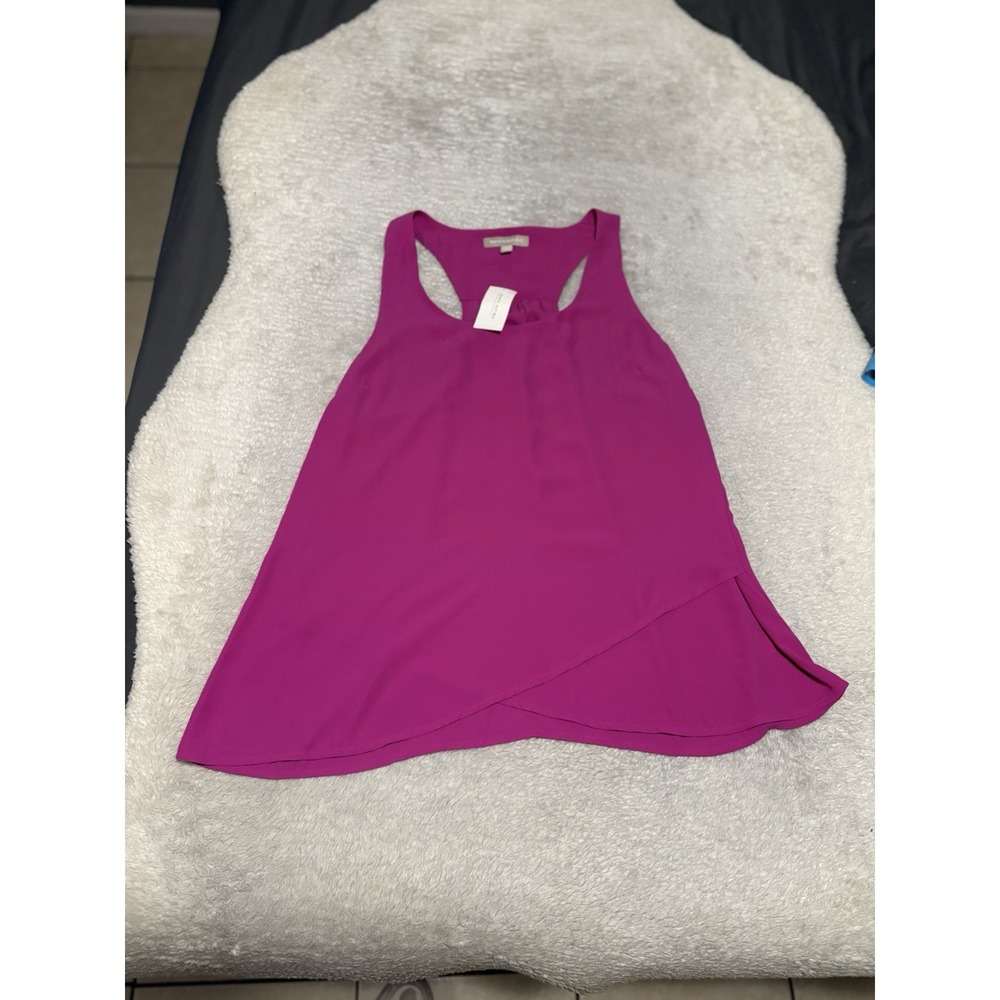 Banana Republic Women L Fuchsia Tulip Hem Tank Top Racerback Layered Blouse NWT